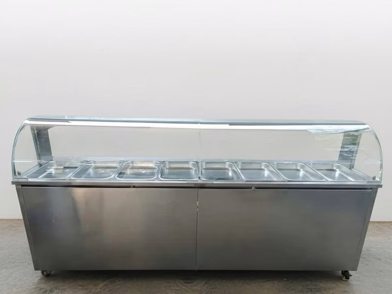 Mesa térmica de 8 módulos con vidrio protector