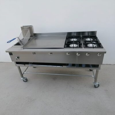 Plancha con freidora y 4 quemadores